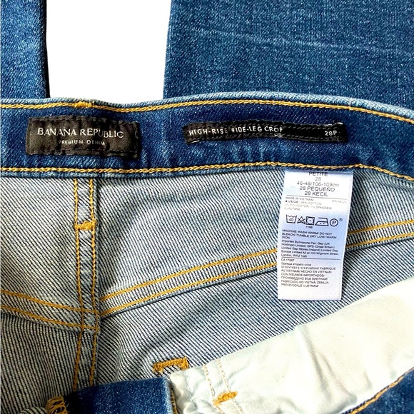 Banana Republic HIGH-RISE WIDE-LEG CROP Women’s Blue Jeans 28P Petite Raw Hem - Picture 4 of 9